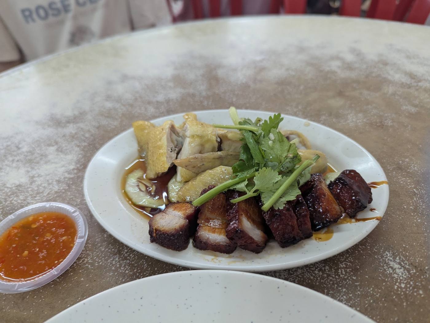 Roast chicken and char siew rice